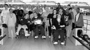 Members of the Dorchester Special Athletes program gathered for a group photo at Boston Bowl.